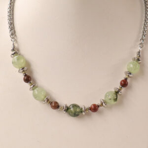 Striated Jadeite & Blood Agate Tank Necklace (UN003)