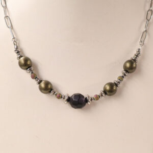 Matte Bronze & Faceted Druk Tank Necklace (UN004)