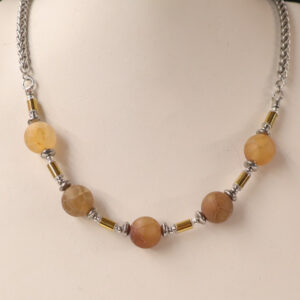 Crackled Glass & Hematite Tank Necklace (UN005)