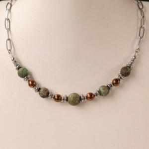 Sea Sediment Agate & Hematite Tank Necklace (UN006)