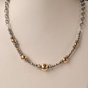 Gold Hematite & Stainless Tank Necklace (UN010)