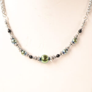 Peacock Hematite & Onyx Tank Necklace (UN015)